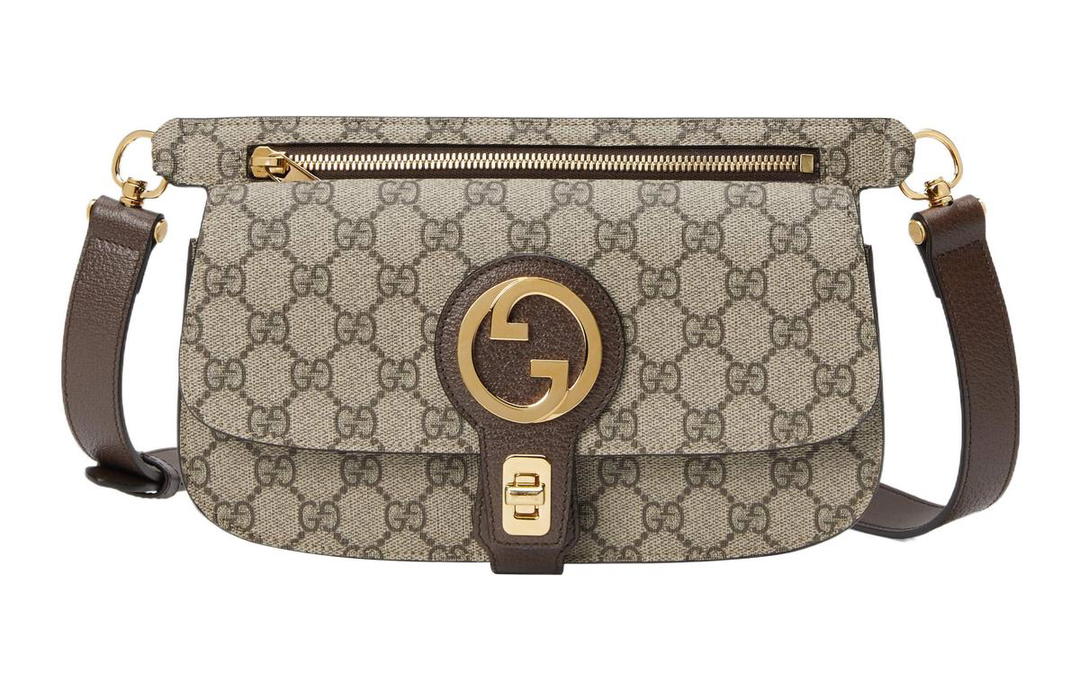 Gucci Gucci Blondie Canvas With Leather Fanny Pack Men's Ebony/Brown