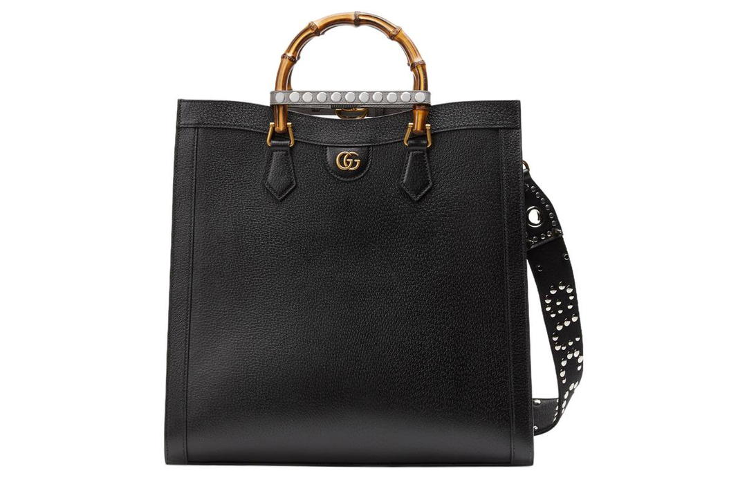 Gucci Gucci Diana Leather Tote Bag Shopping Bag Shoulder Bag Crossbody Bag Handbag Large Size Men's Black