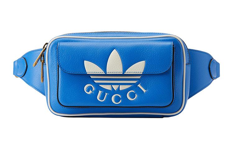 Gucci Gucci adidas Collaboration Leather Belt Bag One Shoulder Crossbody Fanny Pack Men's Blue/White