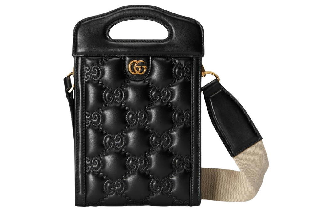 Gucci Gucci GG Matelassé Leather Tote Cell Phone Pouch Crossbody Bags Handbags Mini Women's Black