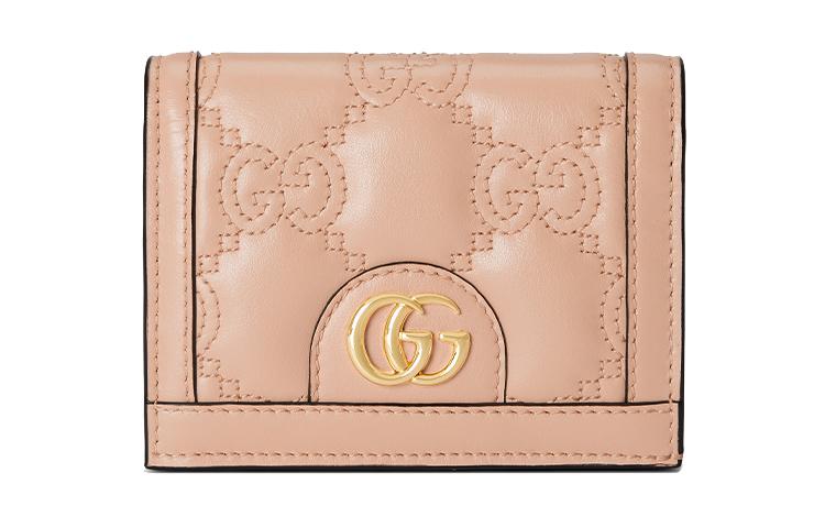 Gucci Gucci GG Matelassé Leather Card Holder Wallet Small Size Women's Rose Beige