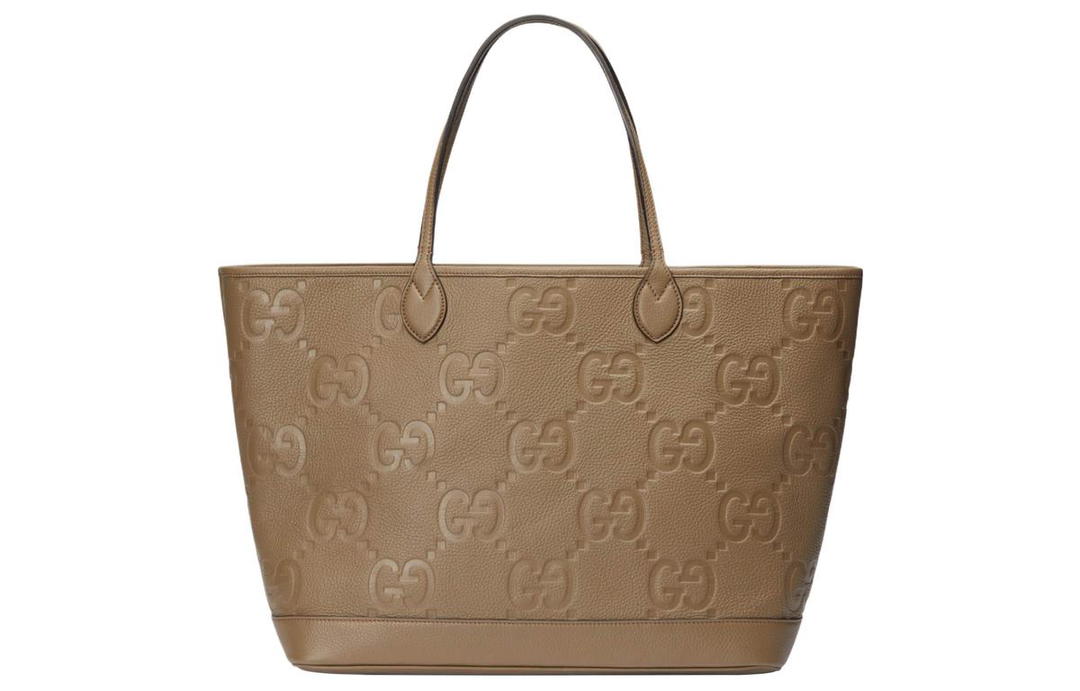 Gucci Gucci Leather Tote Bag Shopping Bag Handbag Shoulder Bag Men's Taupe