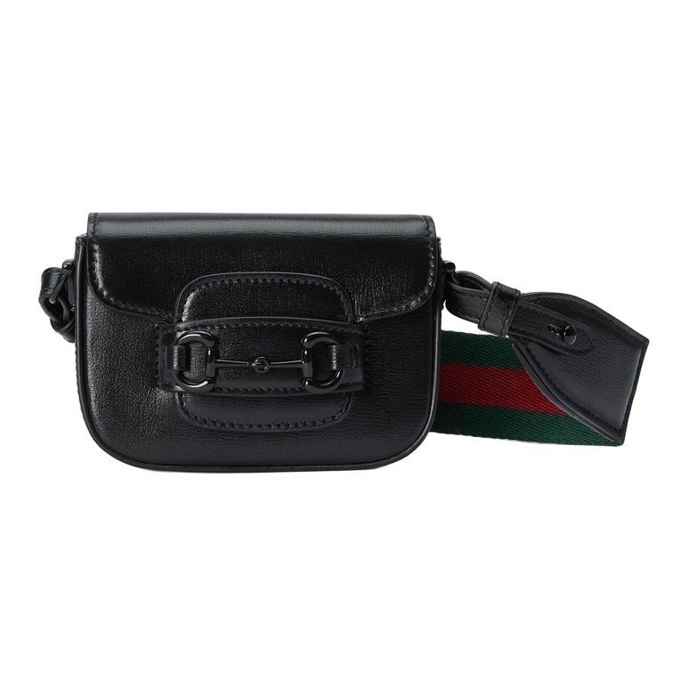 Gucci Gucci Horsebit 1955 Leather Shoulder Bag Crossbody Bag Handbags Extra Mini Women's Black