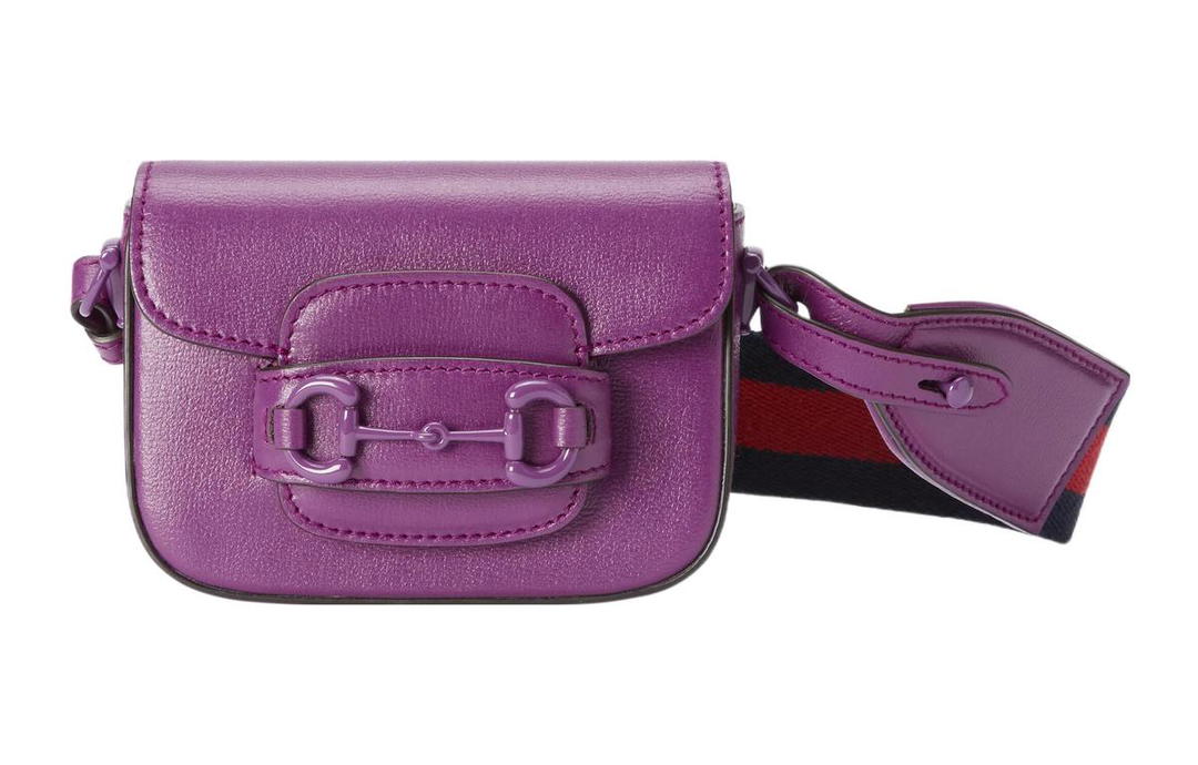 Gucci Gucci Horsebit 1955 Leather Shoulder Bag Crossbody Bag Handbag Extra Mini Women's Purple