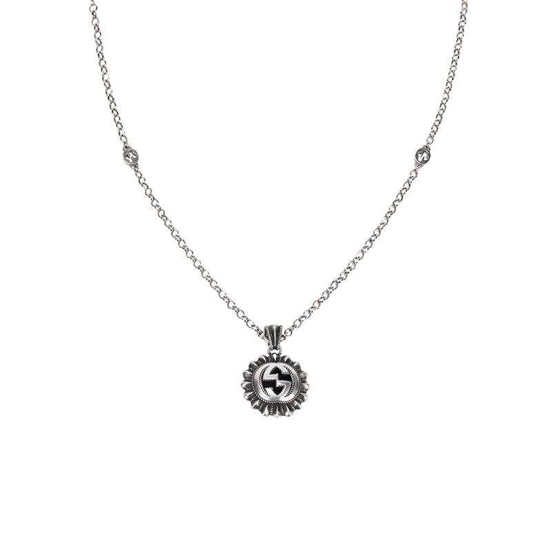Gucci Gucci Sterling Silver Interlocking G Pendant Necklace