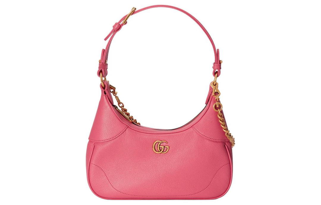 Gucci Gucci Aphrodite Leather New Moon Shoulder Bag Handbag Shoulder Bag Small Size Women's Pink