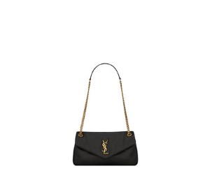 Buy Saint Laurent Small Calypso Shoulder Bag in Black Plunged Lambskin at Sasom – Authentic and Ready to Ship
