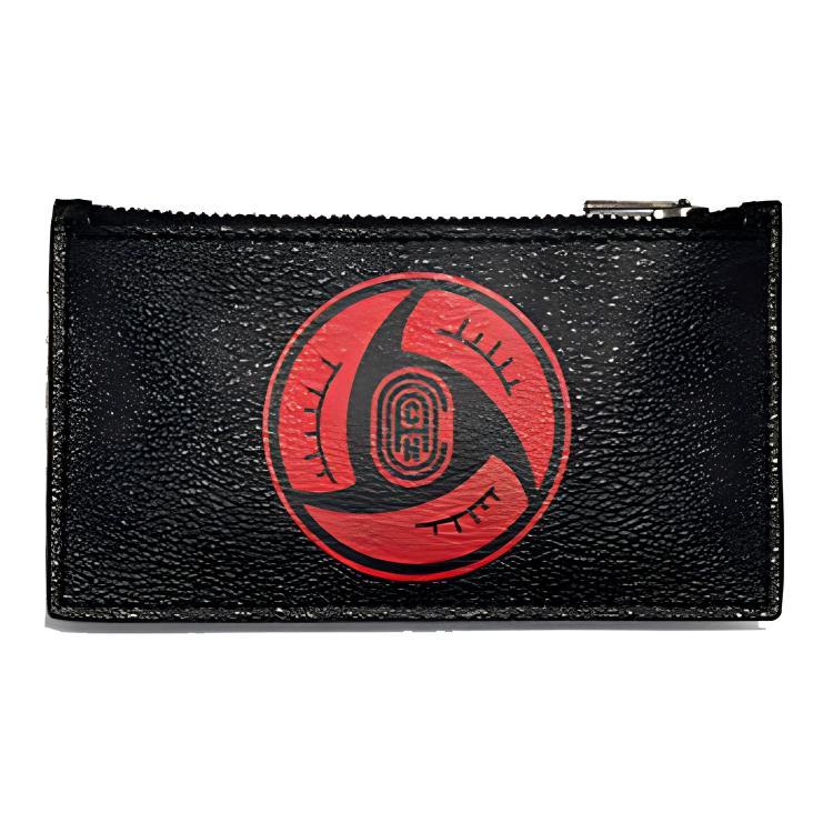 Coach Coach MBJ X Naruto Collaboration Card Case Leather Wallet Card Holder Clutch Men's Black