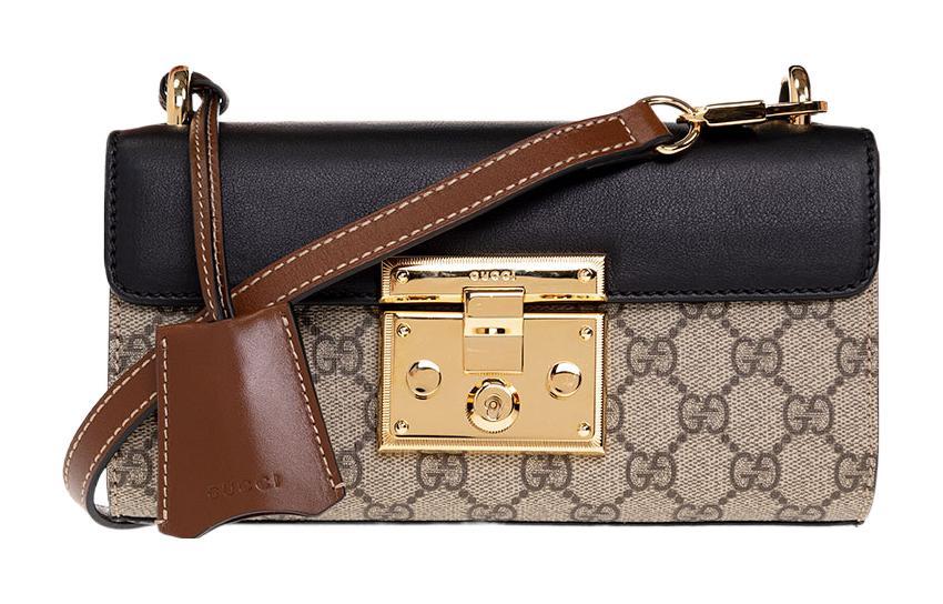 Gucci Gucci Padlock Canvas With Leather Crossbody Bag Shoulder Bag Mini Women's Black/Ebony