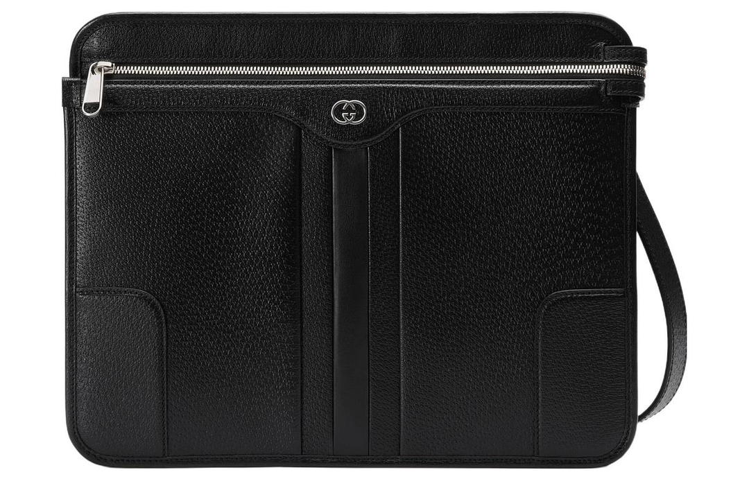 Gucci Gucci Leather Crossbody Bag Shoulder Bag Men's Black