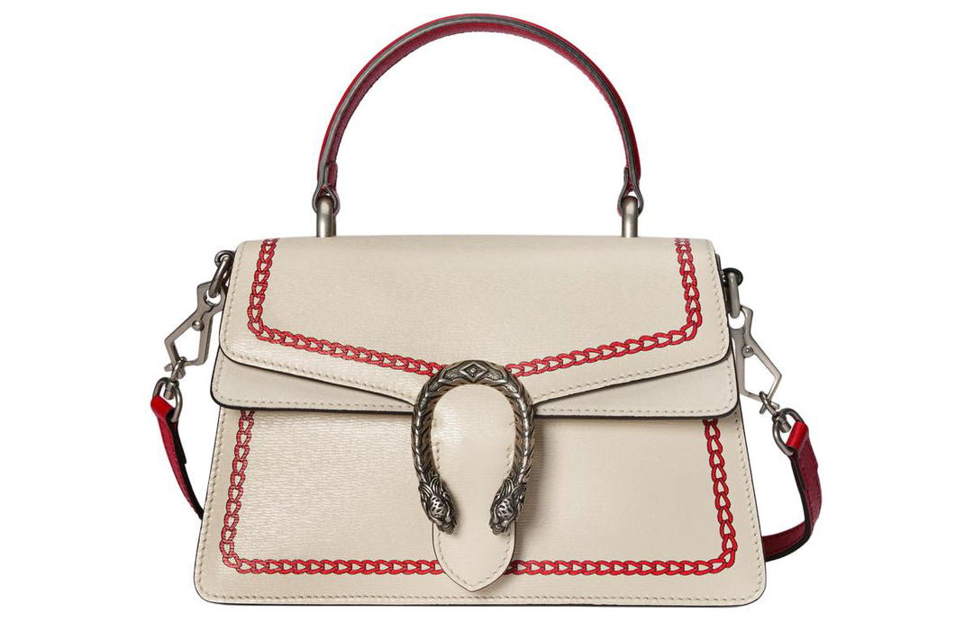 Gucci Gucci Dionysus Leather Shoulder Bag Crossbody Bag Handbag Small Size Women's Ivory White