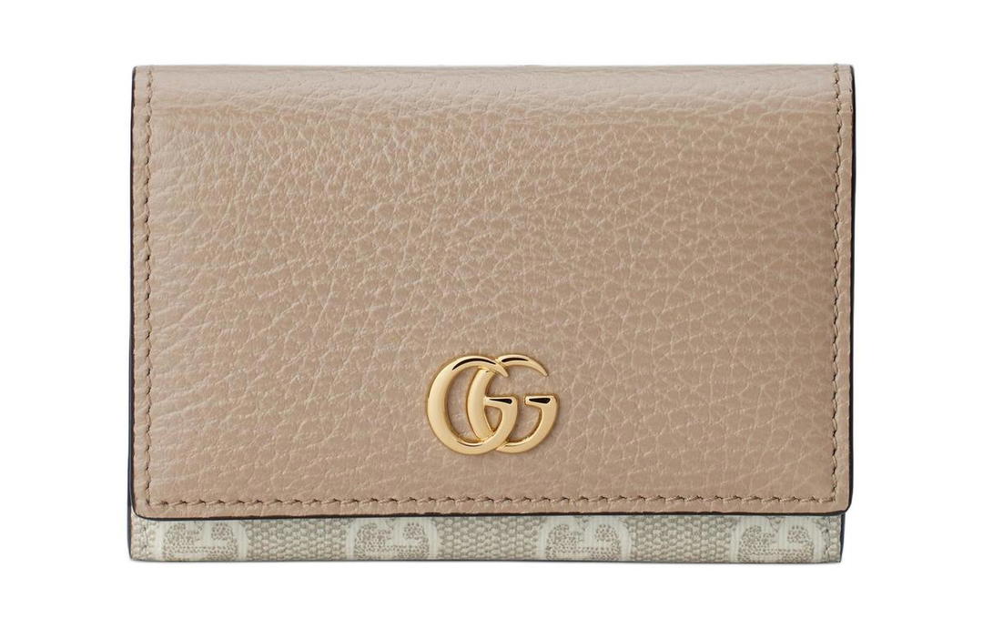 Gucci Gucci Canvas With Leather Card Holder Women's Oat