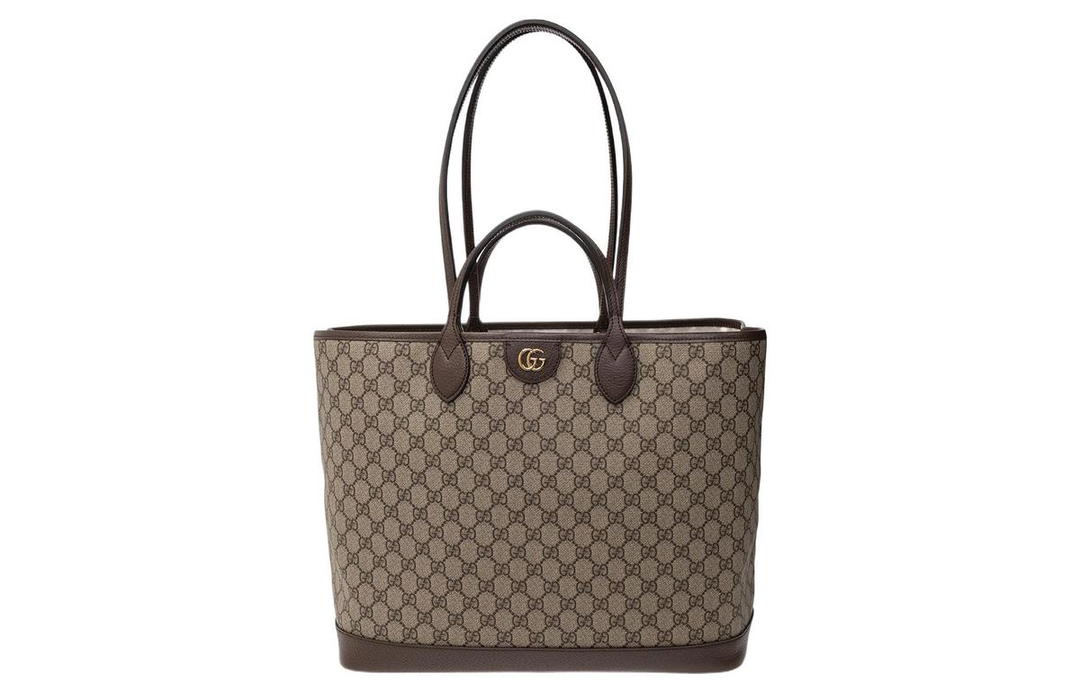 Gucci Gucci Ophidia Canvas With Leather Tote Bag Shopping Bag Handbag Large Size Women's Beige/Ebony