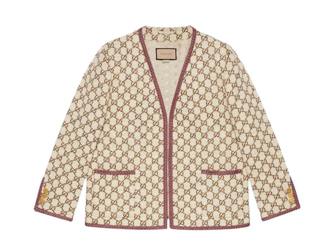 Gucci Gucci GG Cotton Tweed Jacket Beige Brown (W)