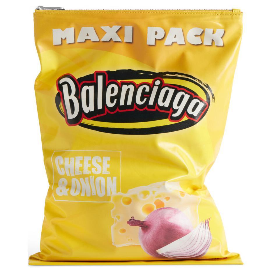 Balenciaga Balenciaga Smooth Finish Calfskin Potato Chip Bag Clutches Women's Yellow