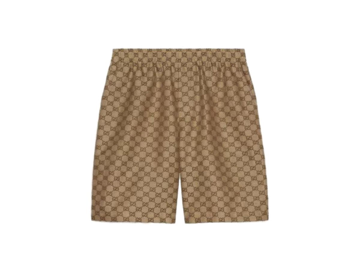 Gucci Gucci GG Supreme Linen Shorts Gg Supreme Linen Blend In Beige And Ebony