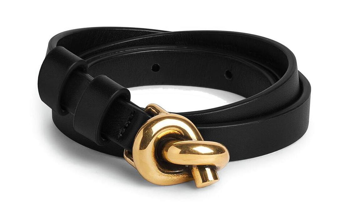 Bottega Veneta Bottega Veneta Cow Leather Belts Women's Black Width 1cm