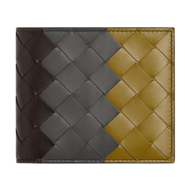 Bottega Veneta Bottega Veneta Intrecciato Calfskin Coin Purses Wallets Men's Gummy Candy & Volcanic Gray & Brown Iron Ore