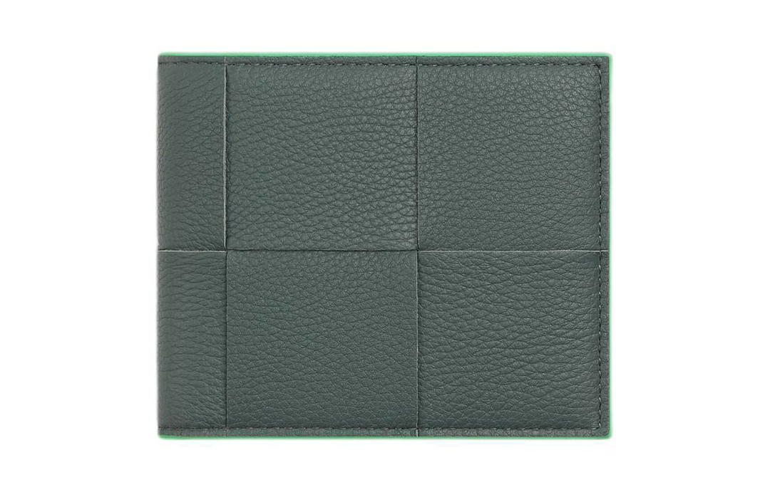 Bottega Veneta Bottega Veneta Grained Calfskin Wallet Men's Slate Gray With Mermaid Design