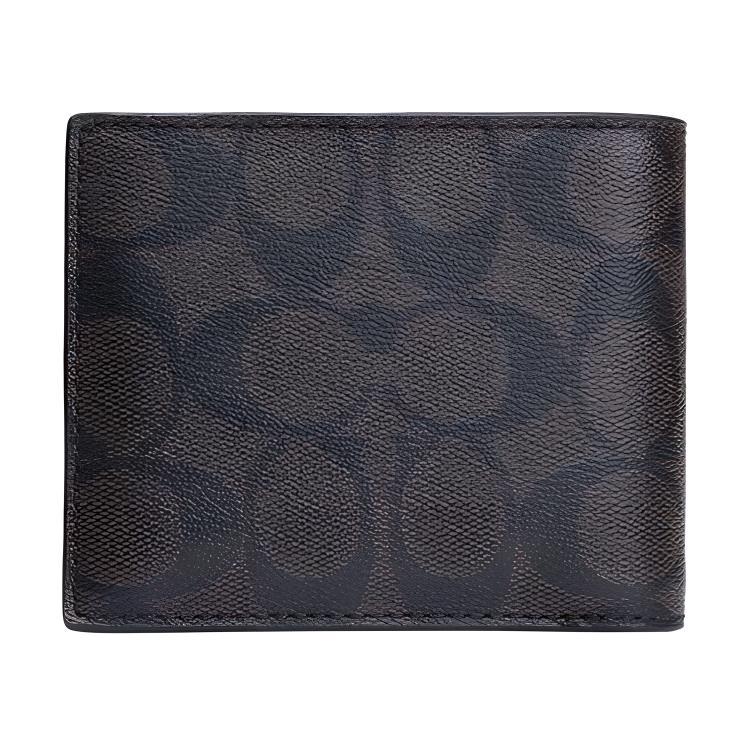 Coach Coach Compact Leather Wallet Men's Brown