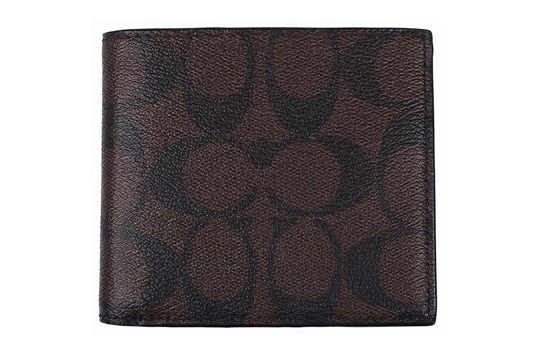 Coach Coach Billfold Wallet Artificial Leather Clutch Wallet Men's Monogram Dark Brown