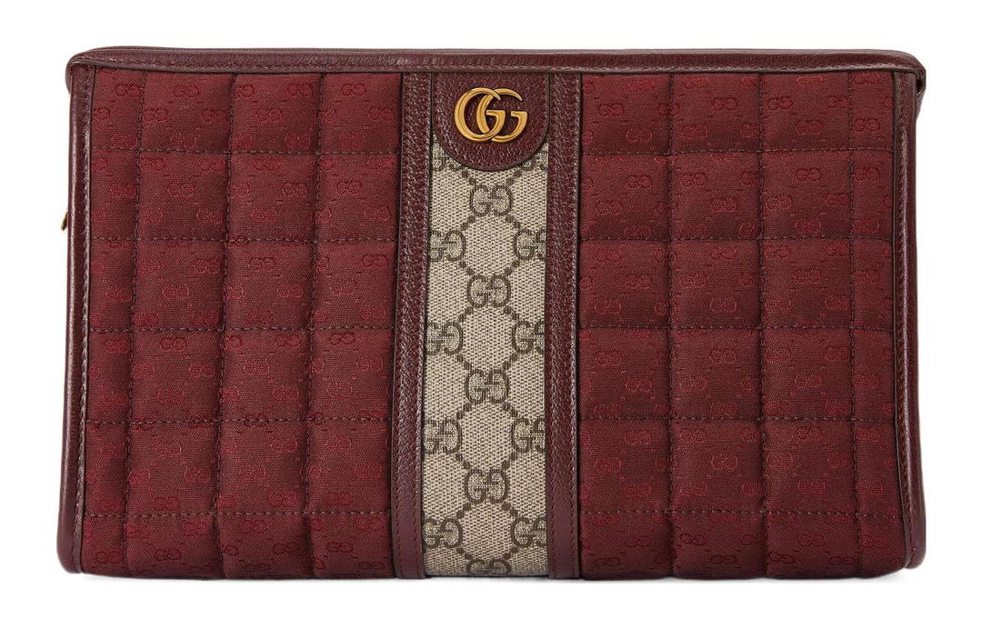 Gucci Gucci Canvas With Leather Canvas Bag Clutches Mini Men's Burgundy