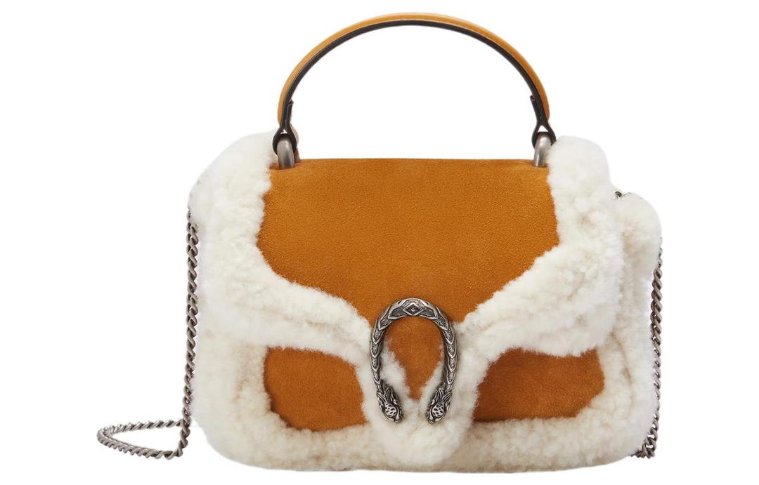 Gucci Gucci Dionysus Shearling Combo Suede Shoulder Bag Crossbody Bag Handbag Mini Women's Light Brown