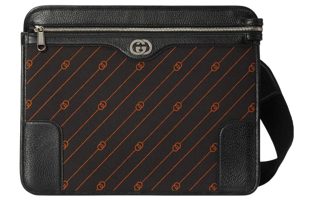 Gucci Gucci Interlocking Jacquard With Leather Messenger Bag, Crossbody Bag, Shoulder Bag Men's