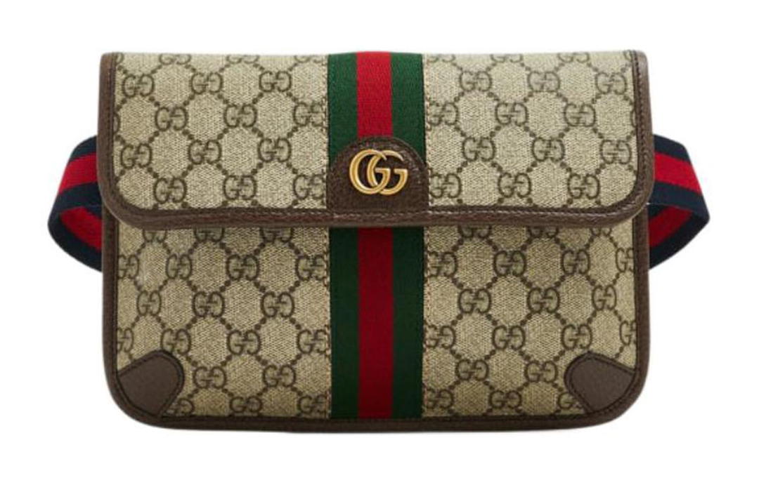 Gucci Gucci Canvas With Leather Sling Bags One Shoulder Crossbody Fanny Pack Small Size Women's Brown/Ebony
