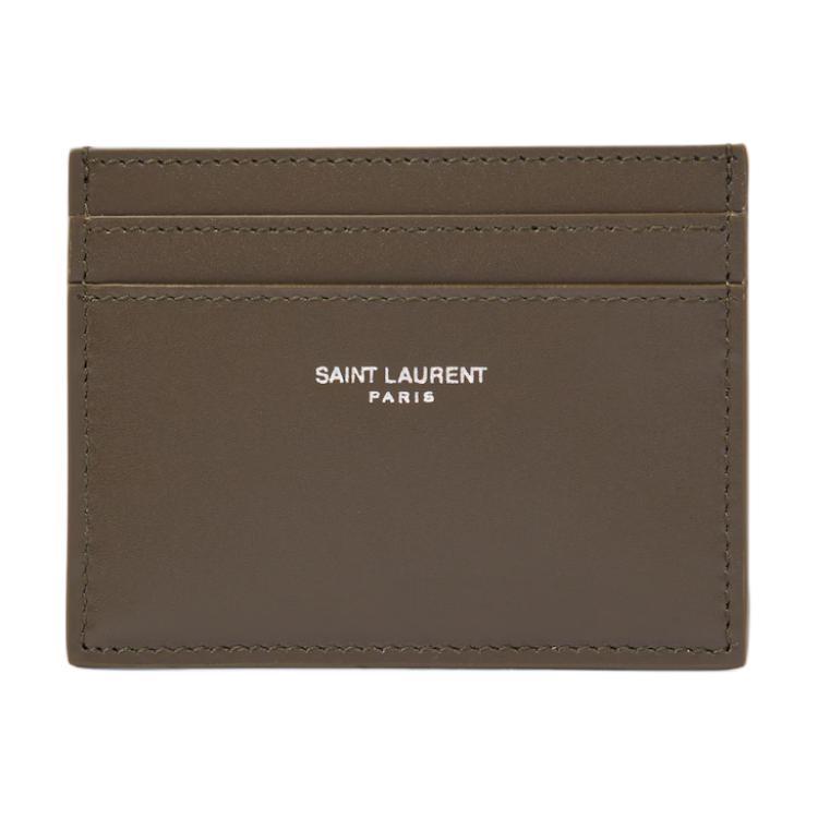 Saint Laurent Saint Laurent Leather Card Holder Men's Gray