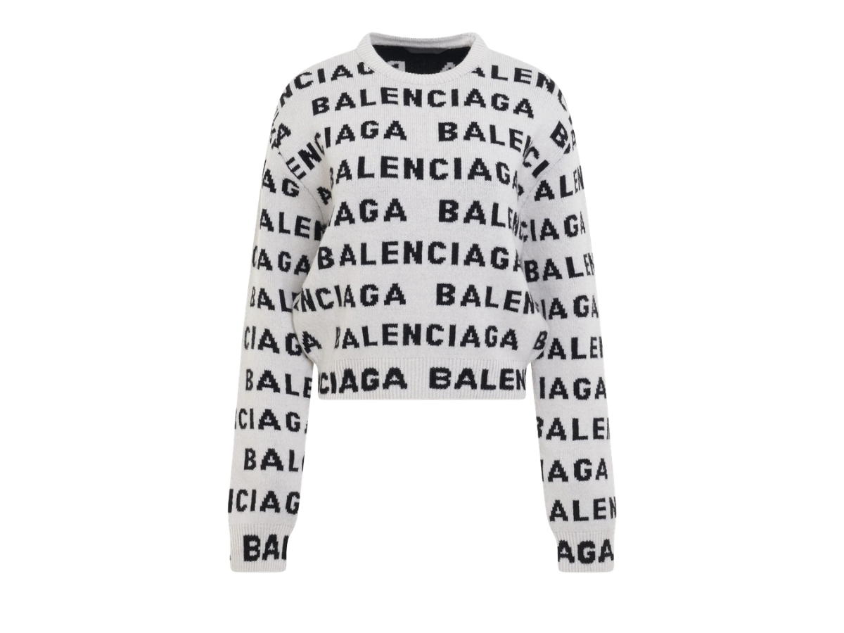 Buy Balenciaga Allover Logo Horizontal Cropped Sweater White at Sasom – Authentic and Ready to Ship