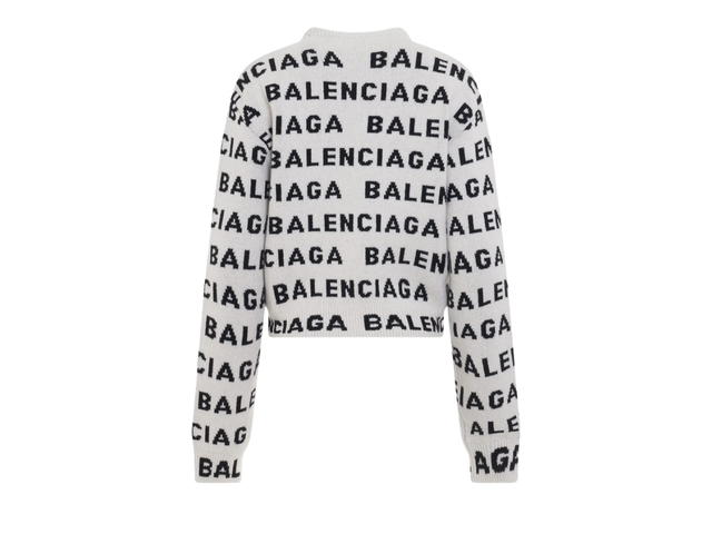 Balenciaga Balenciaga Allover Logo Horizontal Cropped Sweater White - view 2