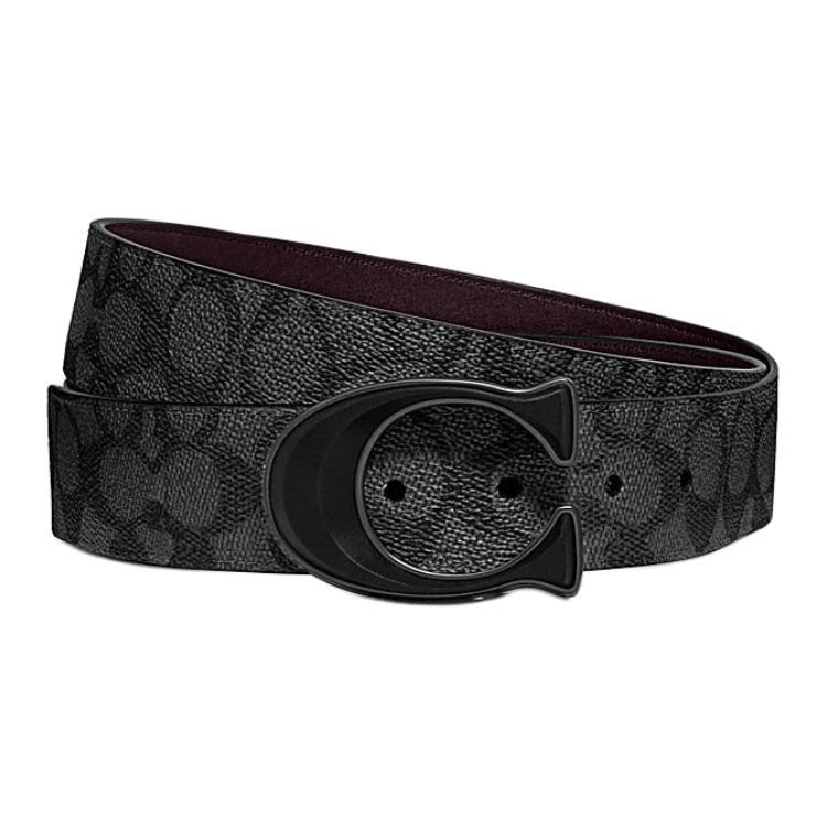 Coach Coach Coated Canvas With Calfskin Leather Belts Men's Black 3.8CM