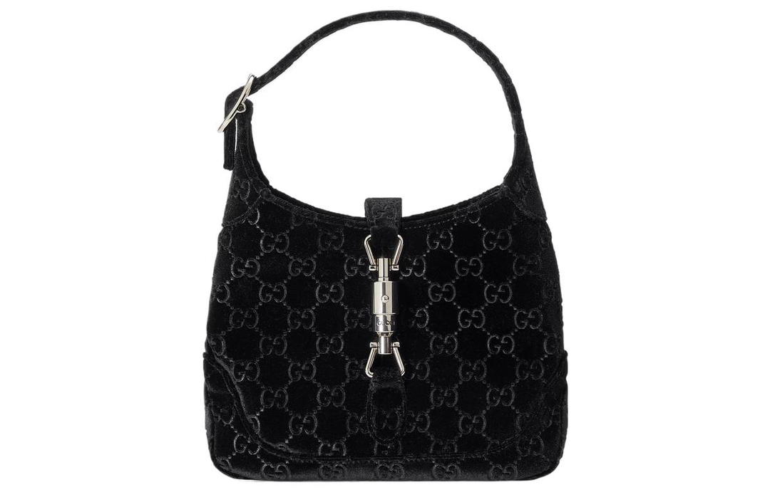 Gucci Gucci Jackie 1961 Velvet Handbag Shoulder Bag Small Size Women's Black