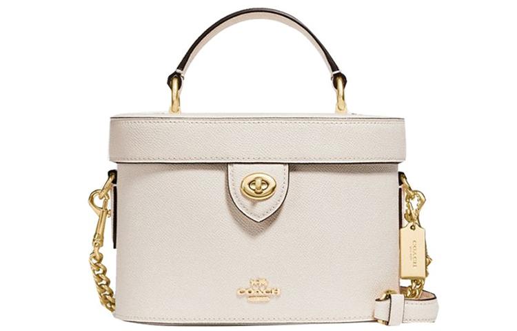 Coach Coach Kay Cross Stitch Leather Box Bag Shoulder Bag Crossbody Bag Handbag Small Size Women's White