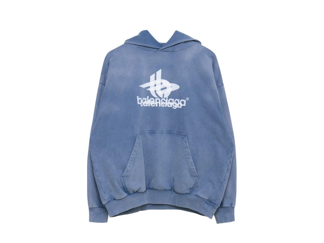 Balenciaga Balenciaga Phantom Overlap 3B Washed Hoodie Blue