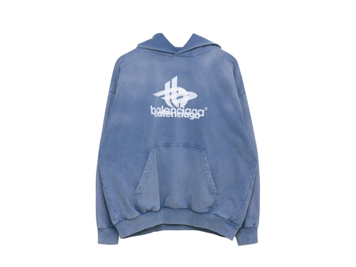 Balenciaga Balenciaga Phantom Overlap 3B Washed Hoodie Blue