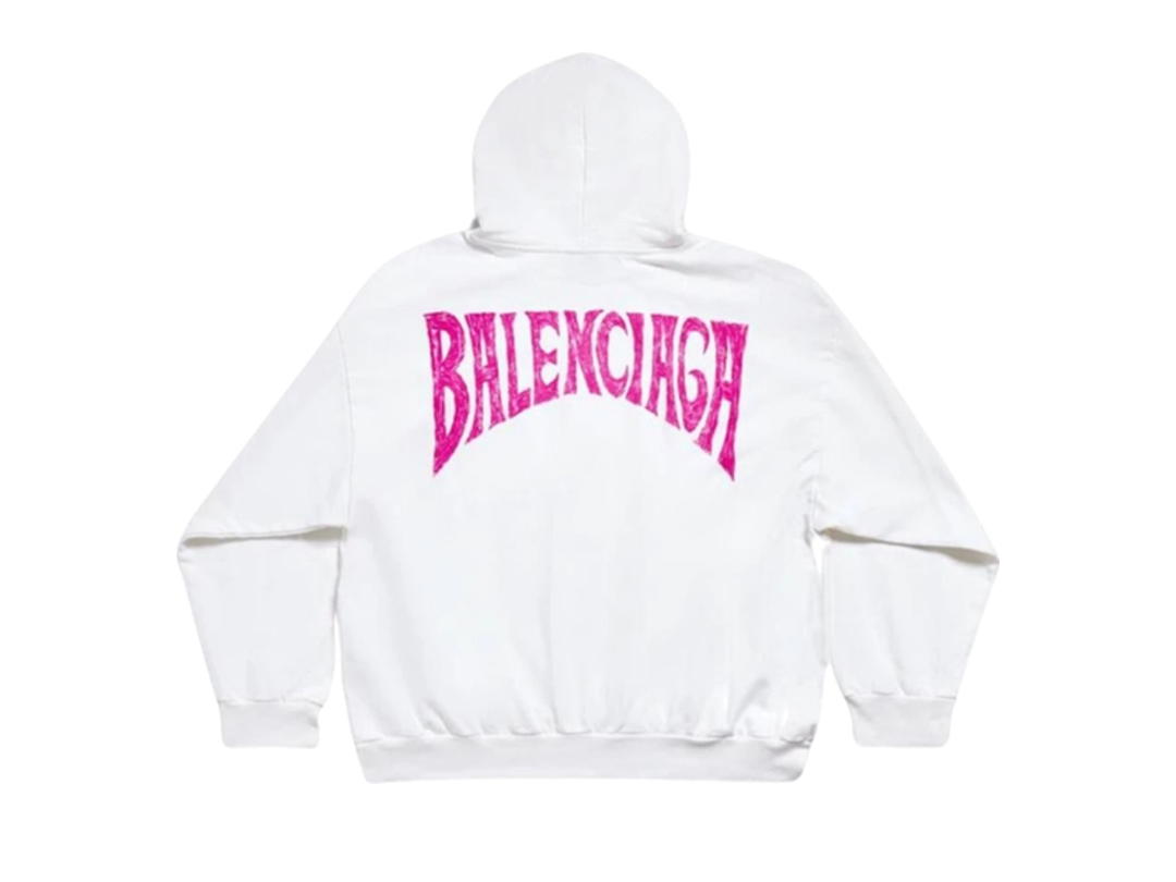 Balenciaga Balenciaga Hand-Drawn Medium Fit Hoodie White Pink