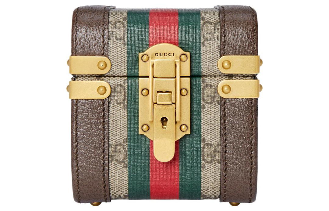 Gucci Gucci Canvas With Leather Makeup Bag Small Size Unisex Beige & Ebony