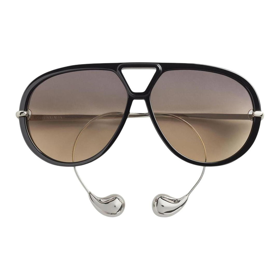 Bottega Veneta Bottega Veneta Recycled Acetate Ester Aviator Sunglasses Men's Black