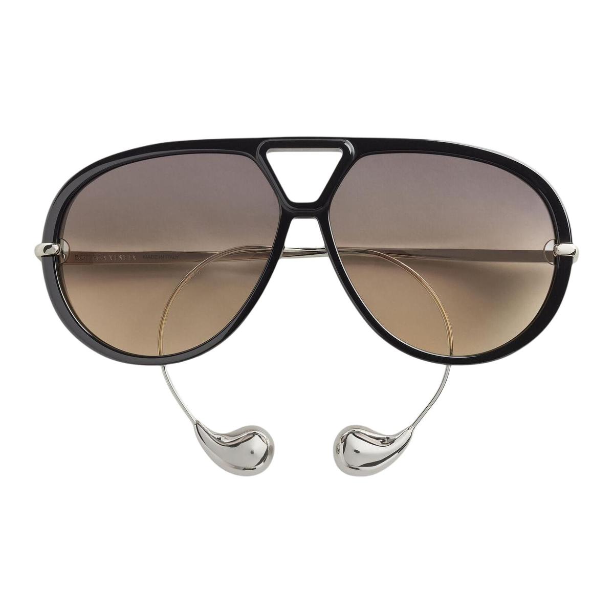Bottega Veneta Bottega Veneta Recycled Acetate Ester Aviator Sunglasses Men's Black