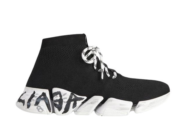 Balenciaga Balenciaga Speed ​​2.0 Lace-Up Graffiti Recycled Knit Sneakers Black (W) - view 1