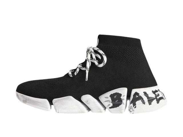 Balenciaga Balenciaga Speed ​​2.0 Lace-Up Graffiti Recycled Knit Sneakers Black (W) - view 2