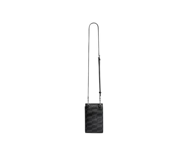Balenciaga Balenciaga Signature Phone Holder With Strap Bb Monogram Coated Canvas In Black - view 4