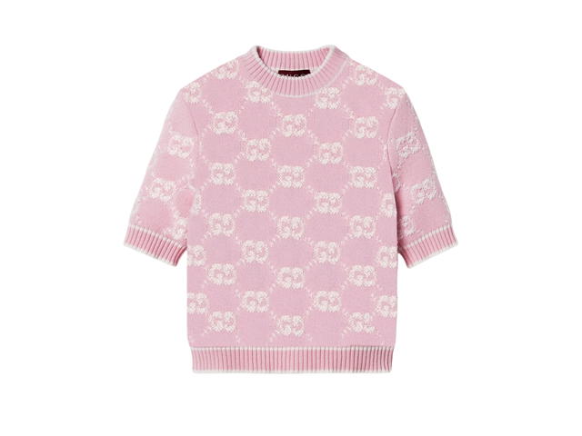 Gucci Gucci GG Supreme Wool Bouclé Top Light Pink White - view 1