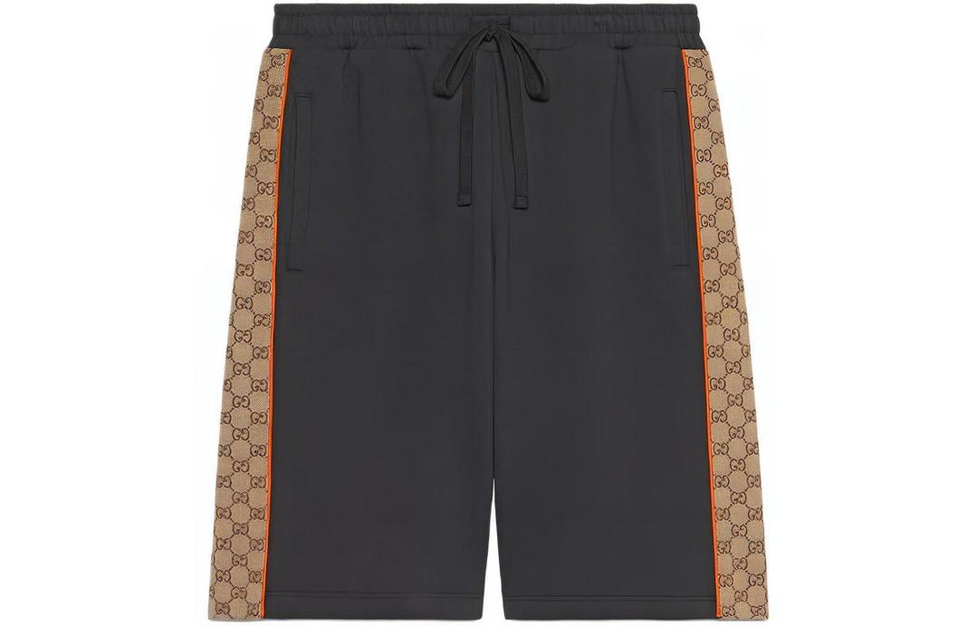 Gucci Gucci Cotton Jersey Shorts With Gg Inserts Casual Shorts Men's Dark Gray