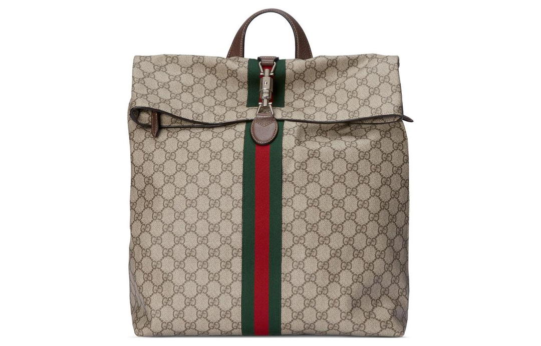 Gucci Gucci Jackie 1961 Canvas With Leather Backpack Men's Beige & Ebony