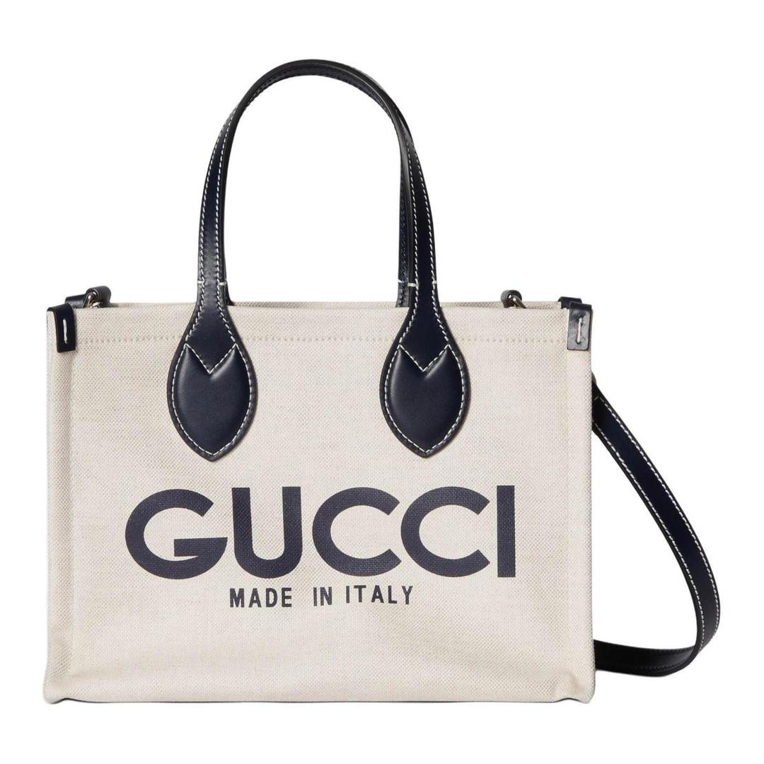 Gucci Gucci Linen With Canvas Bag Tote Bag Shopping Bag Shoulder Bag Crossbody Bag Handbag Mini Women's Black & Beige