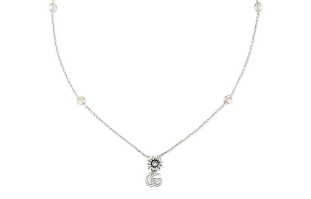 Gucci Gucci Sterling Silver Gg Marmont Flower Pendant Necklace