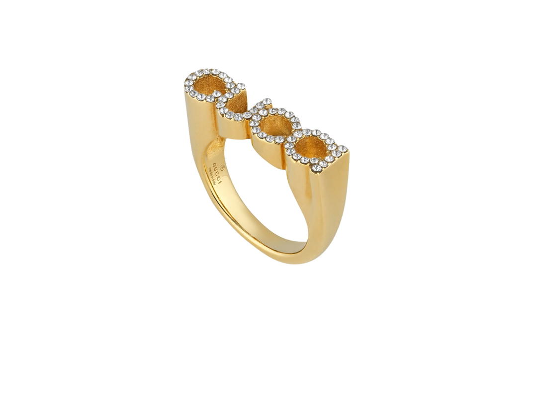 Gucci Gucci Letter Ring Antique Gold Toned Metal